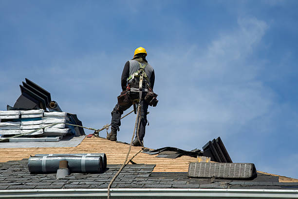 Professional Gutter Installation technician working in Brockport, NY